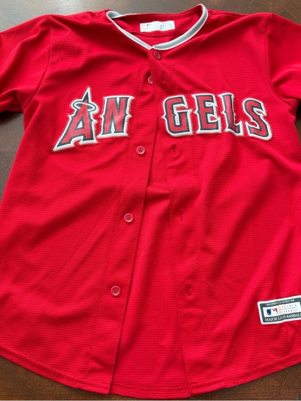 Los Angeles Angels Mike Trout #27 Red Button-Up Baseball Jersey Sz M (10-12)